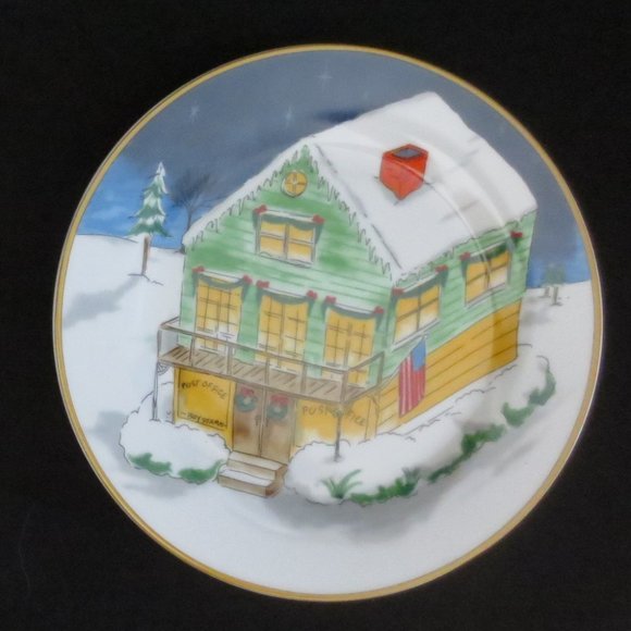 American Atelier Eight Inch 4 Plate Set Winter Village #5053 Colorful Ceramic - Picture 3 of 10